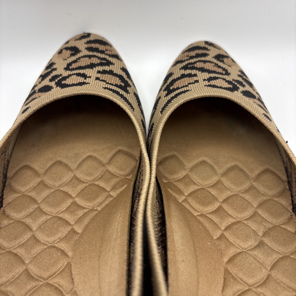 Vivaia Almond-Toe Wedge Pro Tan Brown Leopard Heels Pumps Shoes US 11 EU 43 - Picture 4 of 14